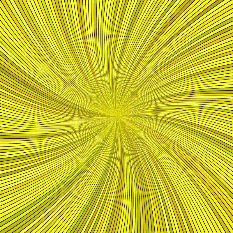 Yellow abstract psychedelic striped spiral vortex background design stock illustration