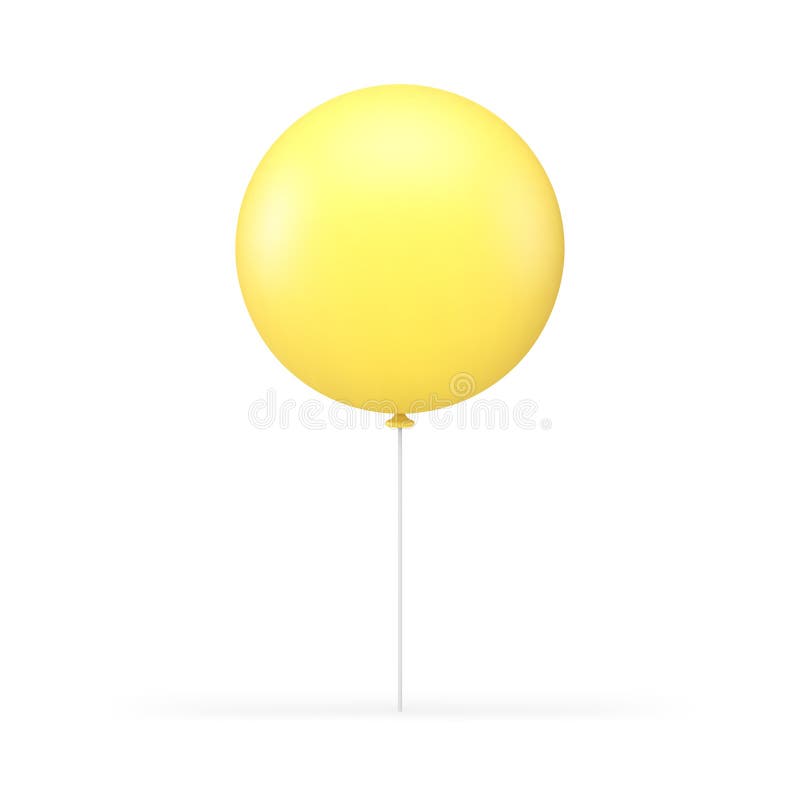 Yellow Air Balloon on Stick 3d Icon Festive Congratulations Surprise