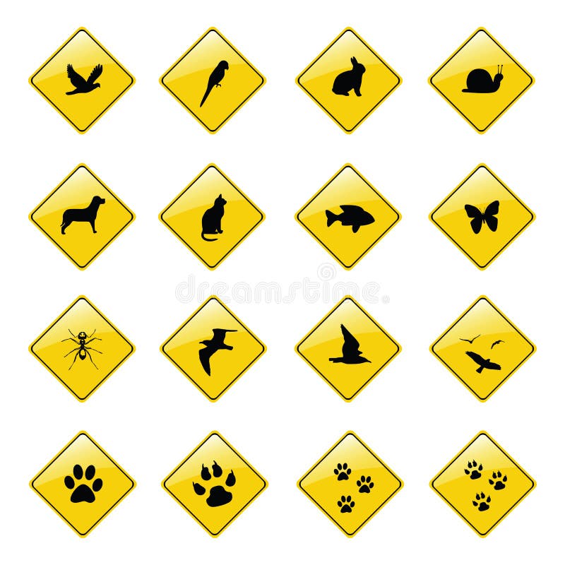 Yellow animal sign icons stock illustration