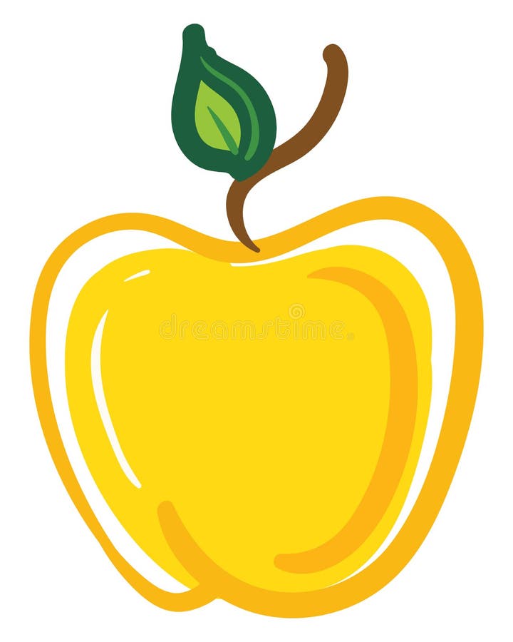 Yellow apple, vector or color illustration