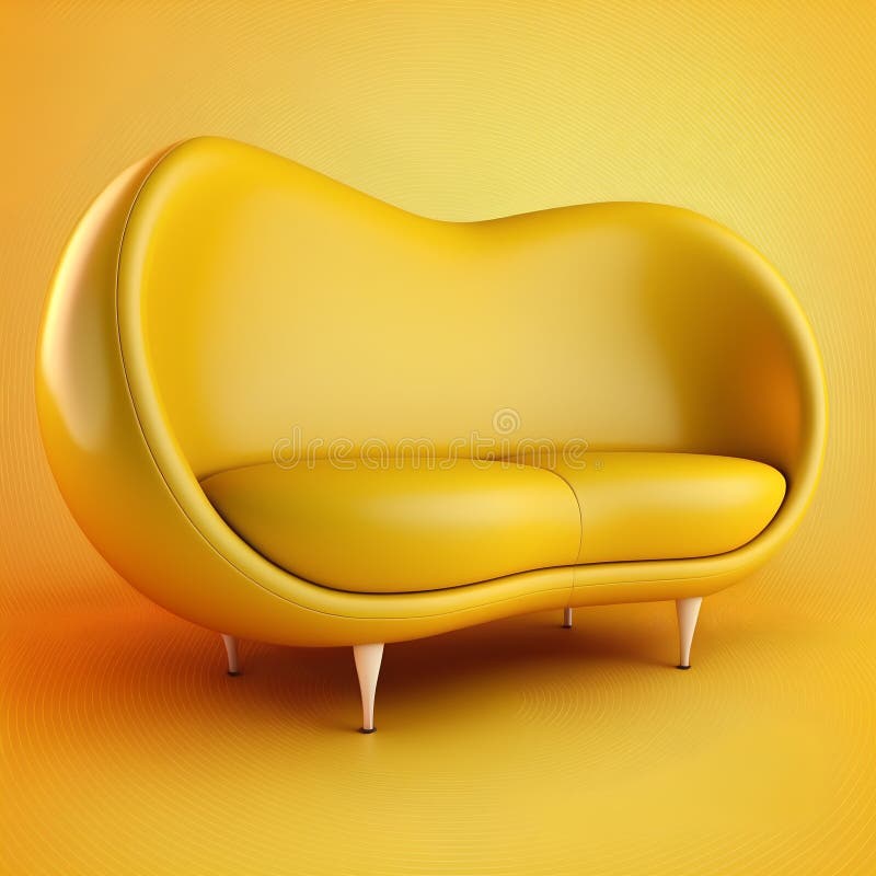 Yellow Armchair on a Yellow Background. 3d Rendered Illustration Stock ...