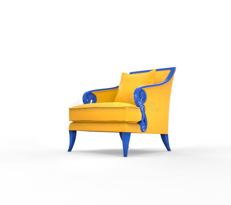 Yellow Armchair with Blue Armrests Stock Illustration Illustration of