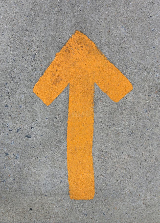 Go Ahead Arrow. Yellow Arrow Signs As Road Markings Stock Photo Image