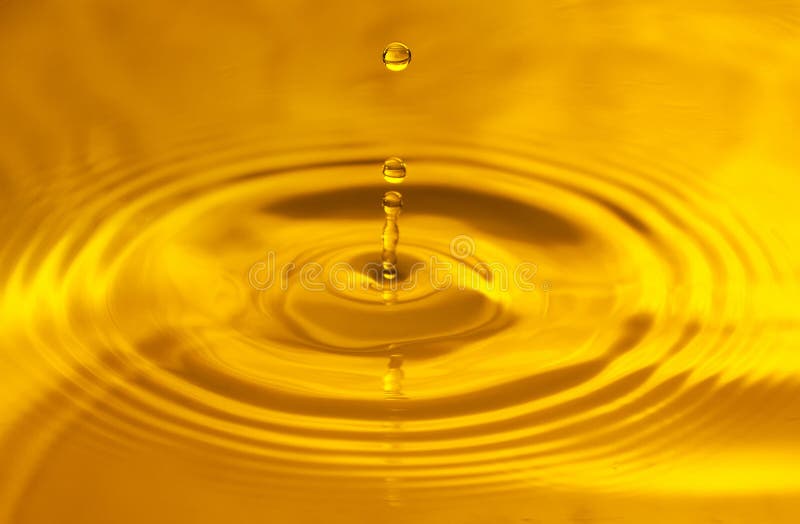 Yellow Background, Texture. Drops Falling in Water and Circles Walking ...