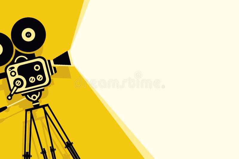Yellow background with vintage movie camera stock illustration Yellow background with vintage movie camera stock illustration
