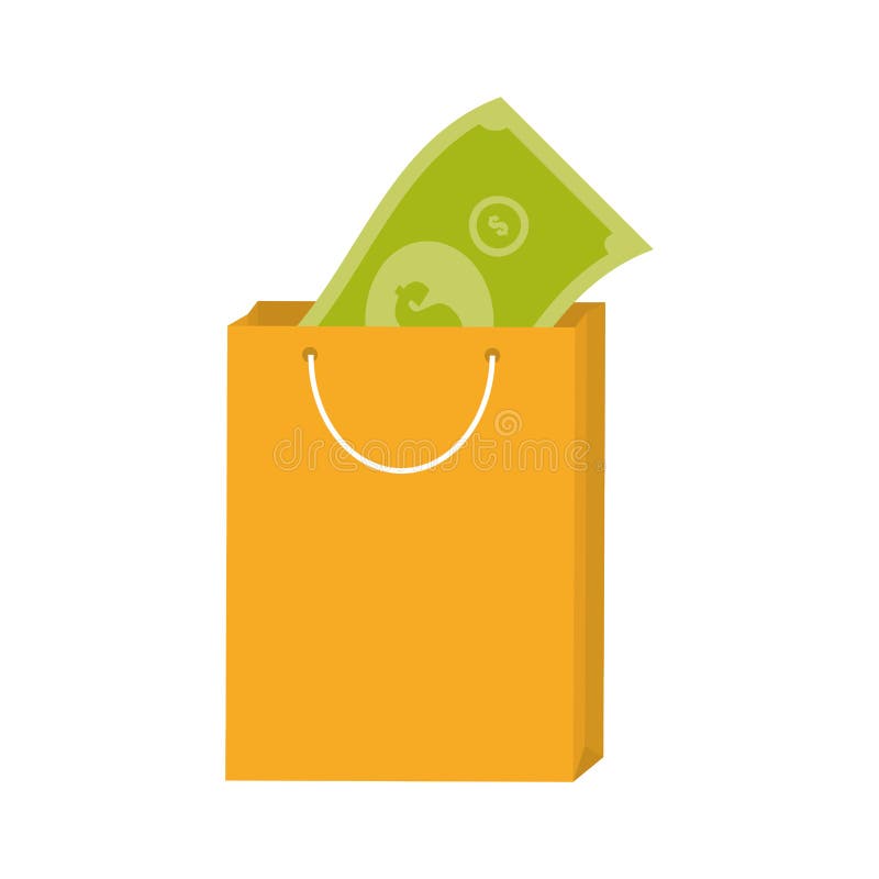 Yellow Bag Gift Present with Bill Money Stock Vector Illustration of