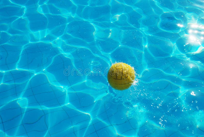 Yellow Waterpolo Ball in Blue Pool Stock Photo Image of pool, polo