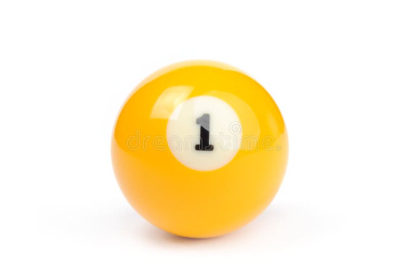 Yellow Billiard Balls and Cue Ball for Billiards on the Shelf,close Up