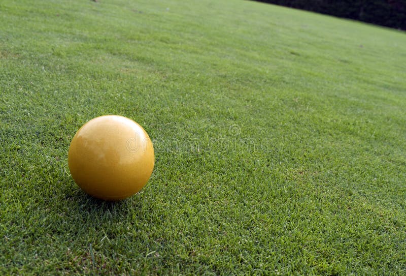 Yellow Ball on the Golf Course Stock Image Image of lawn, sphere