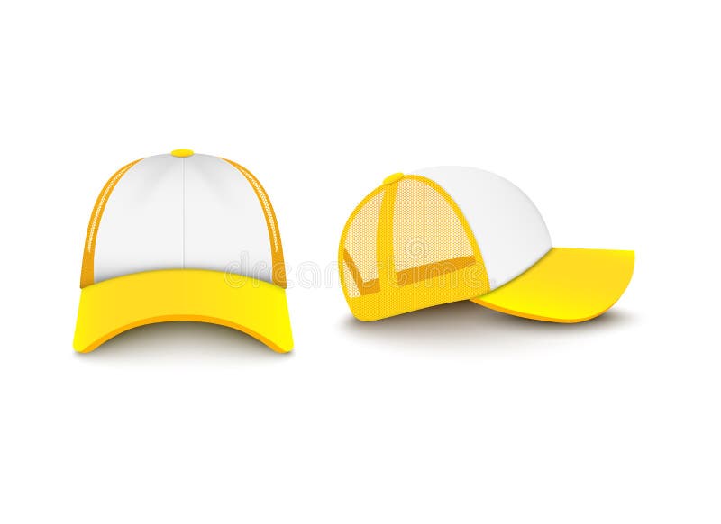 Download Yellow Baseball Trucker Cap Mockup From Front And Side ...