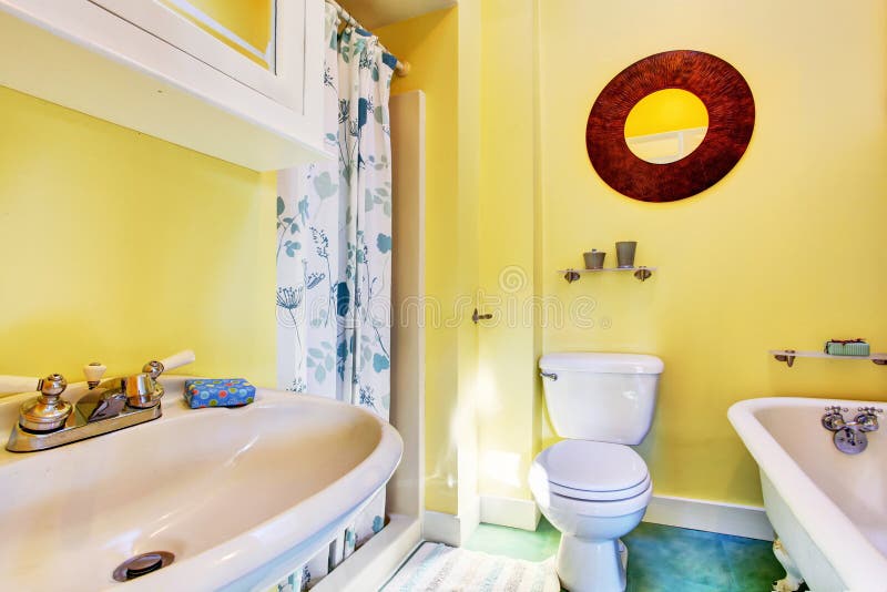 Yellow bathroom interior stock image. Image of idea, renovated 40419589