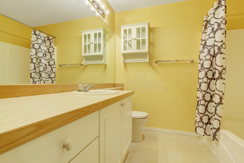 Yellow Bathroom Interior with Vanity Stock Image Image of