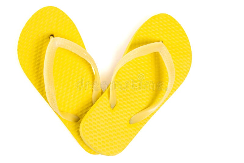 mustard colored flip flops