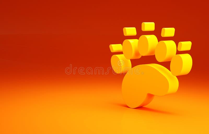 Yellow Bear Paw Footprint Isolated on Orange Background. Minimalism Concept Stock Illustration - Illustration of stamp, 213616667