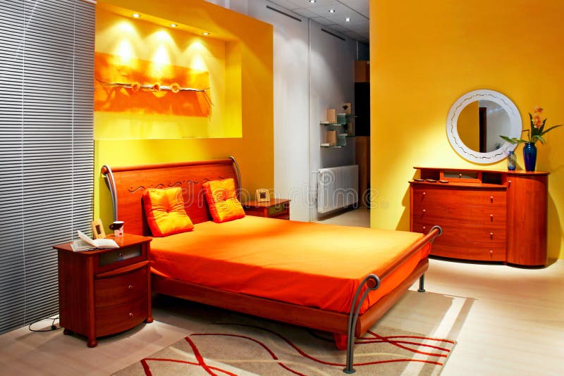 Yellow bedroom royalty free stock image