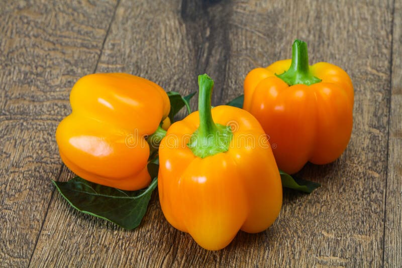 Yellow Bell Pepper with Leaves Stock Photo Image of vegetarian