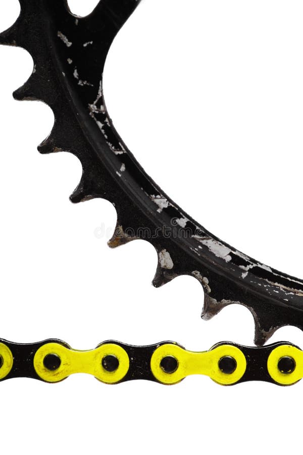 Yellow bicycle chain stock image. Image of pinion, iron 34373309