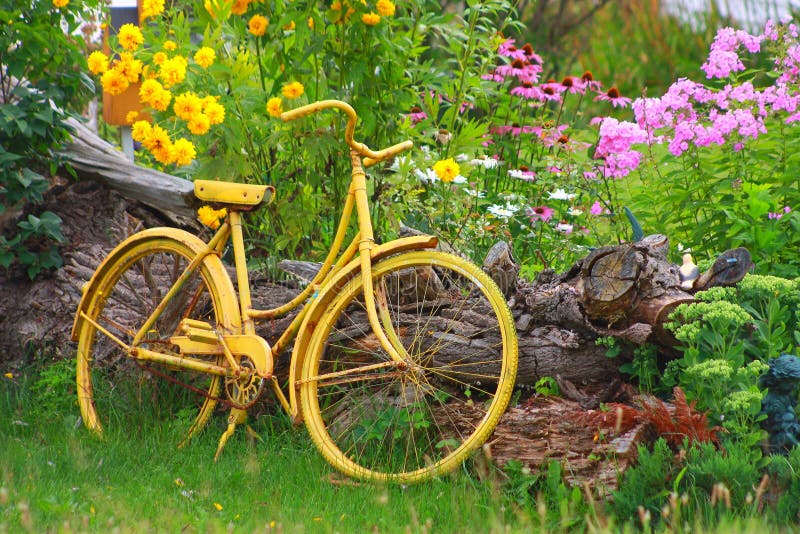Old yellow bike stock image. Image of tour, road, corrosion 17969969