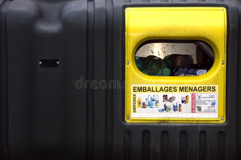 Yellow Bin for Household Packaging Stock Image Image of packaging