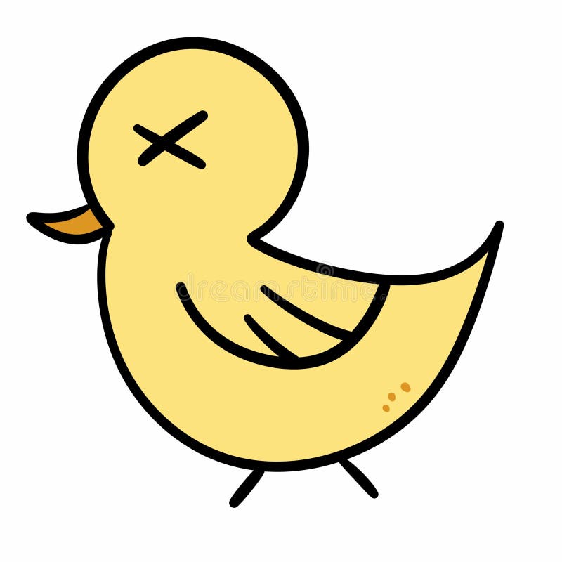 Yellow Bird Cartoon on White Background Stock Illustration