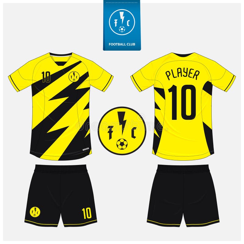 Yellow Black Soccer Jersey Or Football Kit Mockup Template Design For Sport Club Stock Vector Illustration Of Realistic Icon 187972644