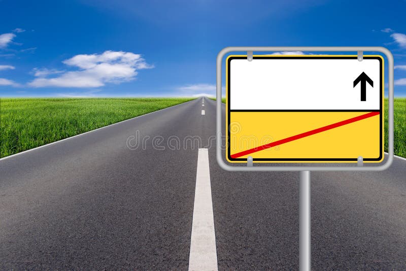 Yellow blank Street Sign with street in background. royalty free stock photo Yellow blank Street Sign with street in background. royalty free stock photo