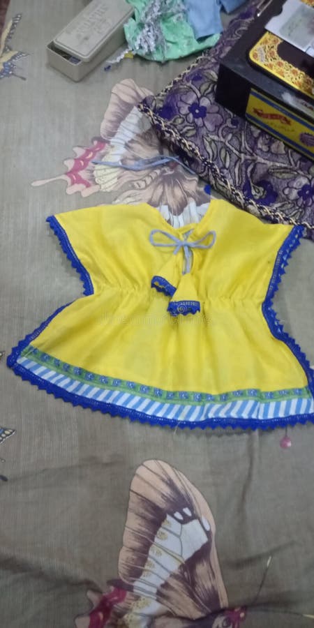 Yellow and Blue Baby Dress Design Stock Image - Image of dress, baby:  180161851
