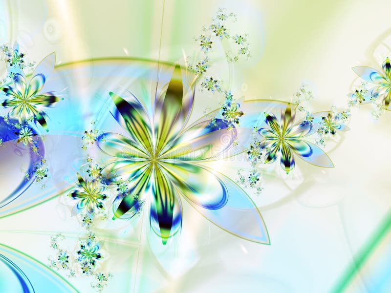 Yellow Blue Fractal Flower Background