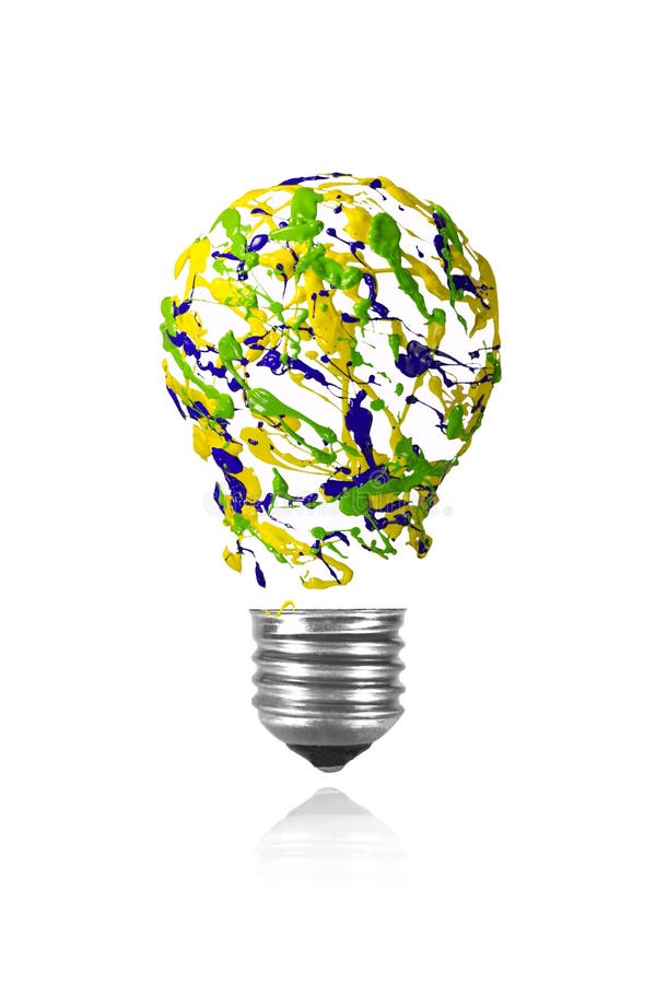 Yellow Green Blue Paint Burst Made Light Bulb Stock Illustration