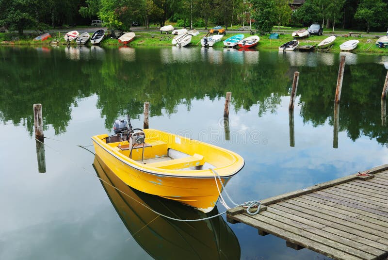 Yellow boat stock image