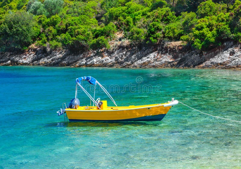 Yellow boat stock photography