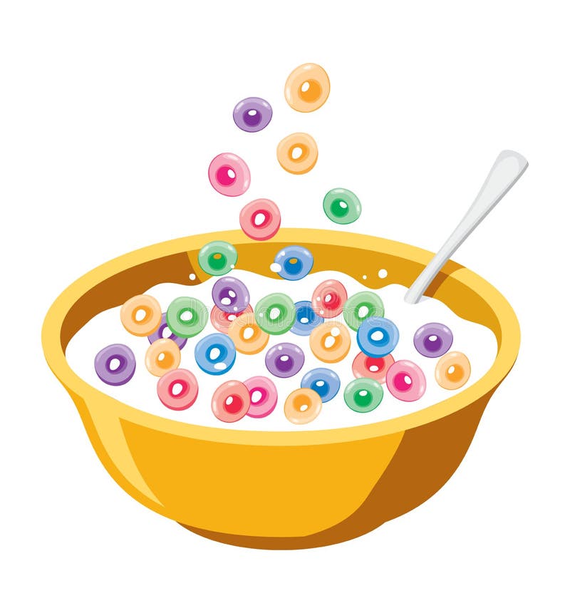 Yellow bowl with cereals in milk, vector