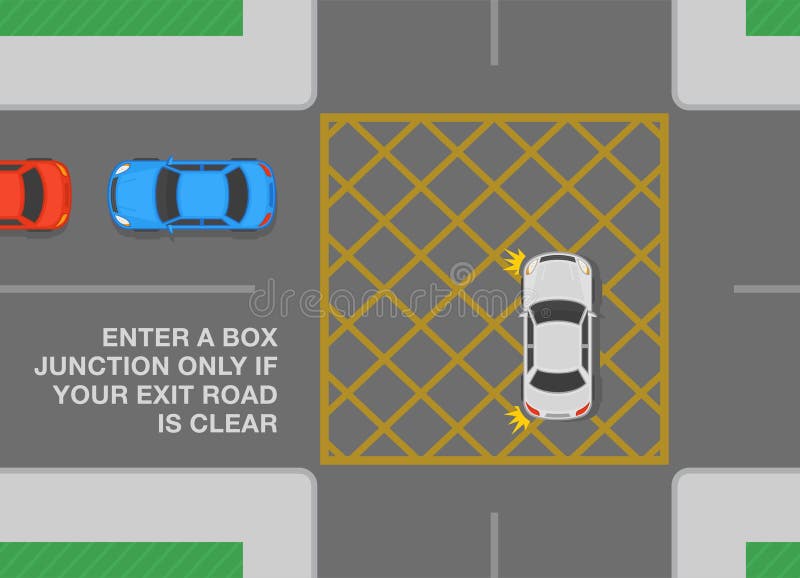 Enter A Box Junction Only If Exit Road Is Clear. Back View Of Car Enter A Box Junction Only If Exit Road Is Clear. Back View Of Car