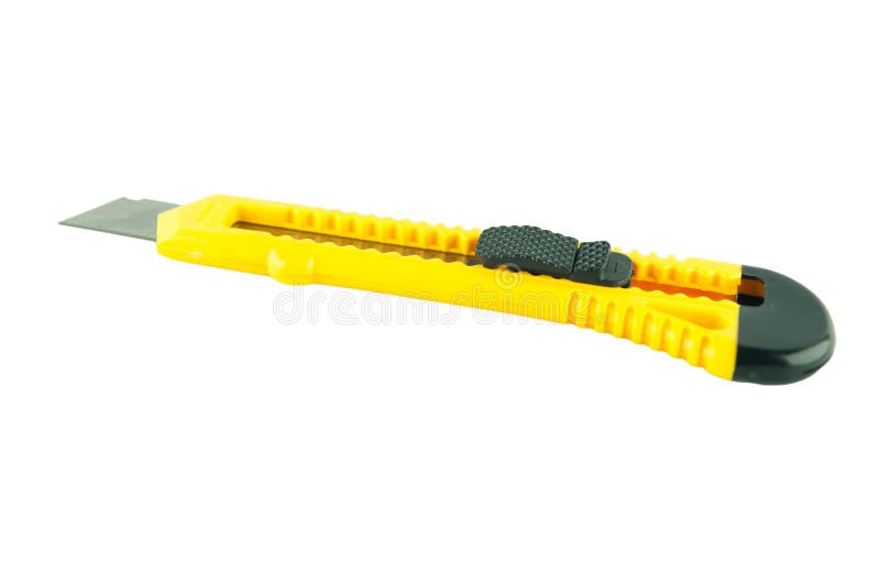 Yellow Box Knife Isolated on White Stock Image Image of handy, pair 38867029