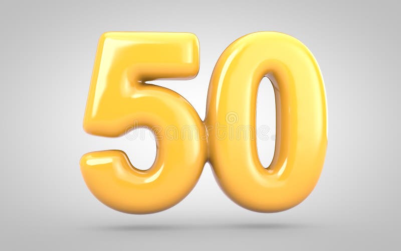 Yellow Bubble Gum Number 50 Isolated on White Background Stock