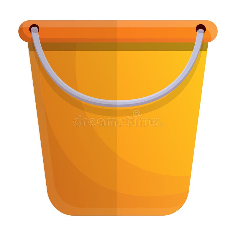 Yellow Bucket with Rag Icon Isolated on Yellow Background. Cleaning