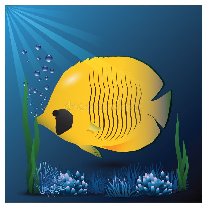 Download Yellow Butterfly Fish In An Aquarium. Vector Illustration ...