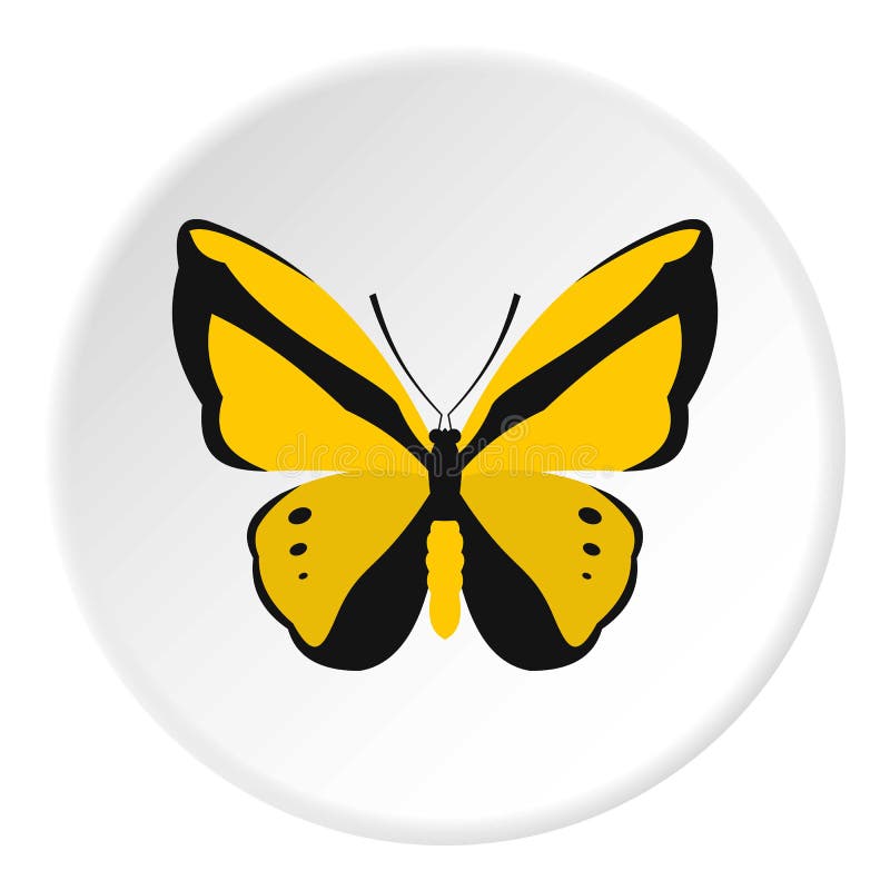 Yellow Butterfly Icon, Flat Style Stock Vector ...