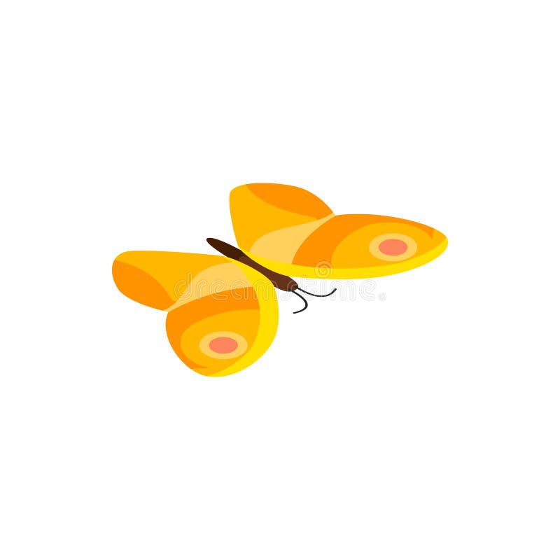 Yellow Butterfly Icon, Isometric 3d Style Stock Vector Illustration