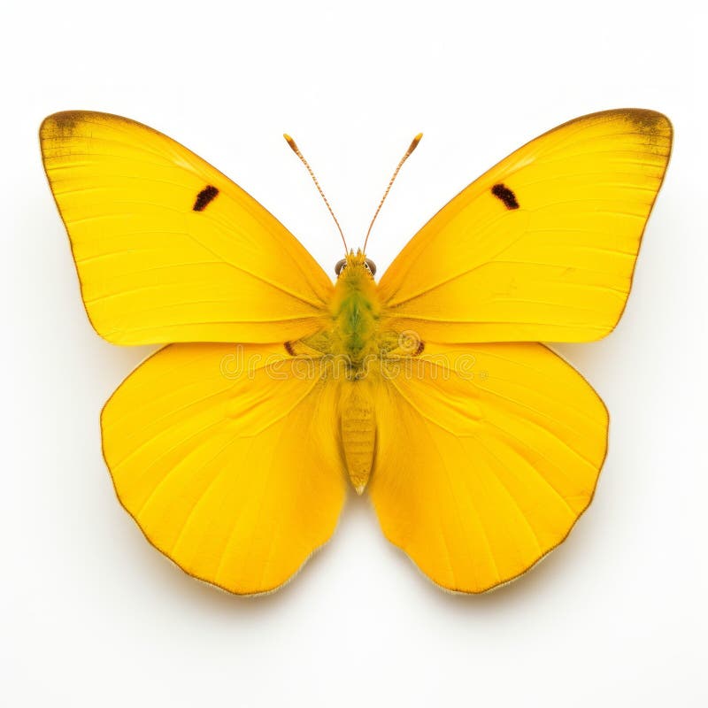 Vibrant Yellow Butterfly On White Background - Peter Lippmann Style