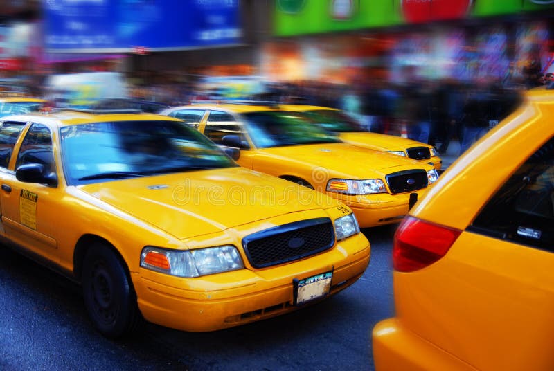 Yellow Cabs in Times Sq, NYC royalty free stock photos