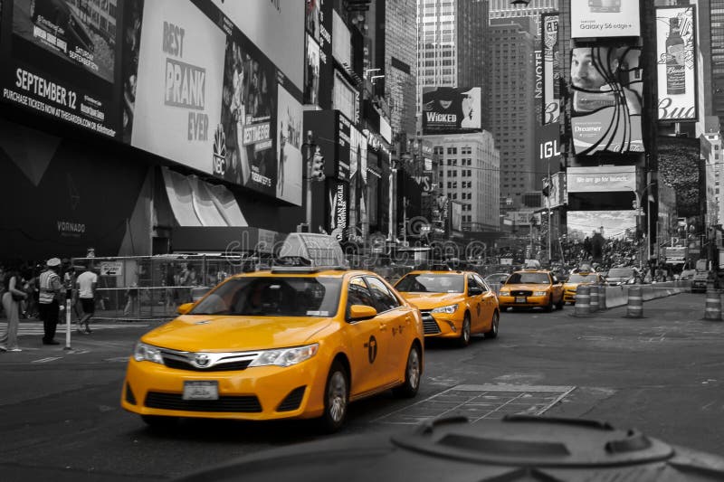 Yellow Cabs during Rush Hour Editorial Photo Image of fast, building