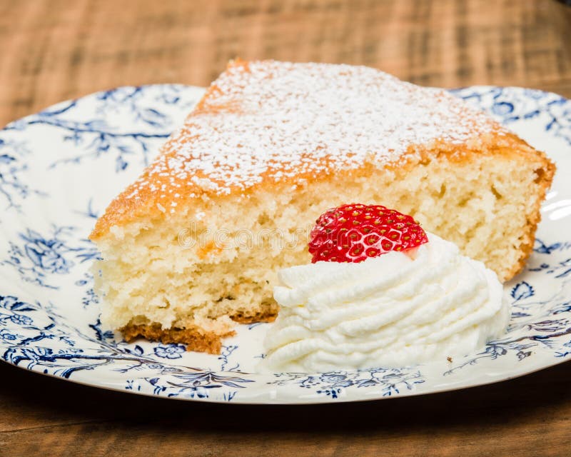 Yellow Cake with Strawberry and Cream Stock Image Image of nutrition