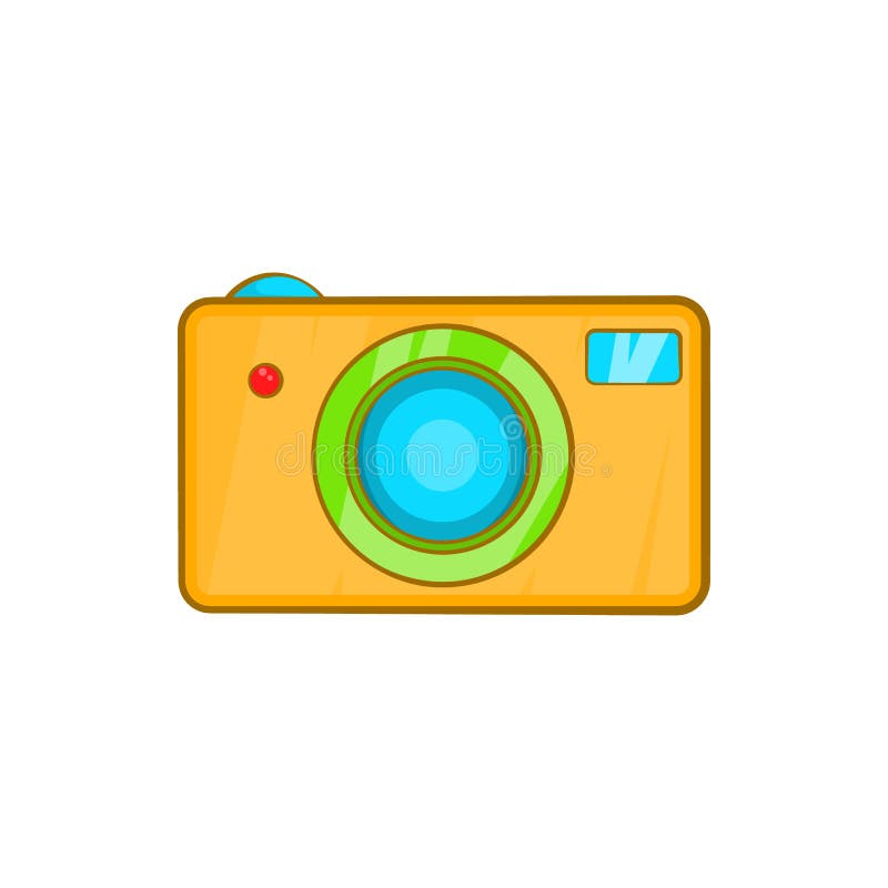 Yellow camera icon in cartoon style vector illustration Yellow camera icon in cartoon style vector illustration
