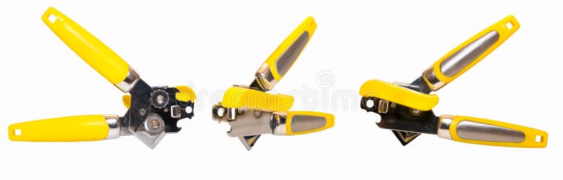 Yellow Can Opener Isolated 3 Views Stock Photo - Image of white, gear:  29565306