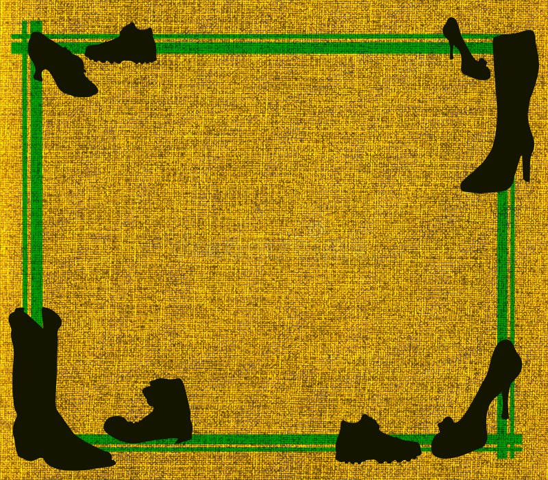 Yellow canvas with green frame and black shoes