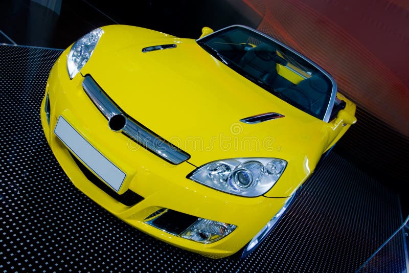 Yellow car stock image. Image of hood, plate, roadster 8305859