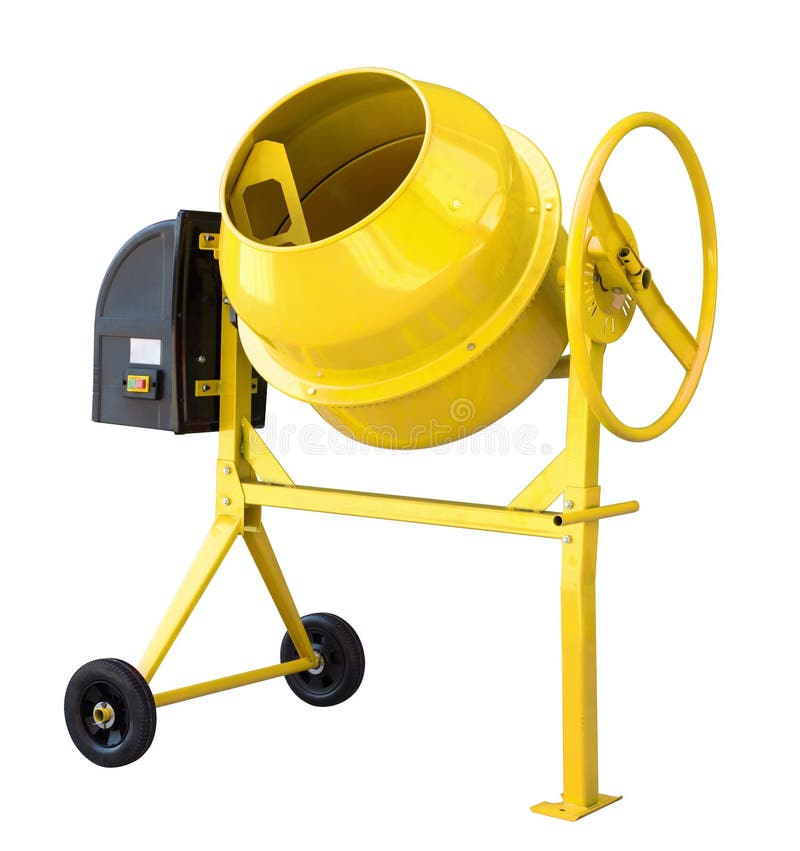 Yellow cement mixer stock image. Image of machine, industrial 6091927