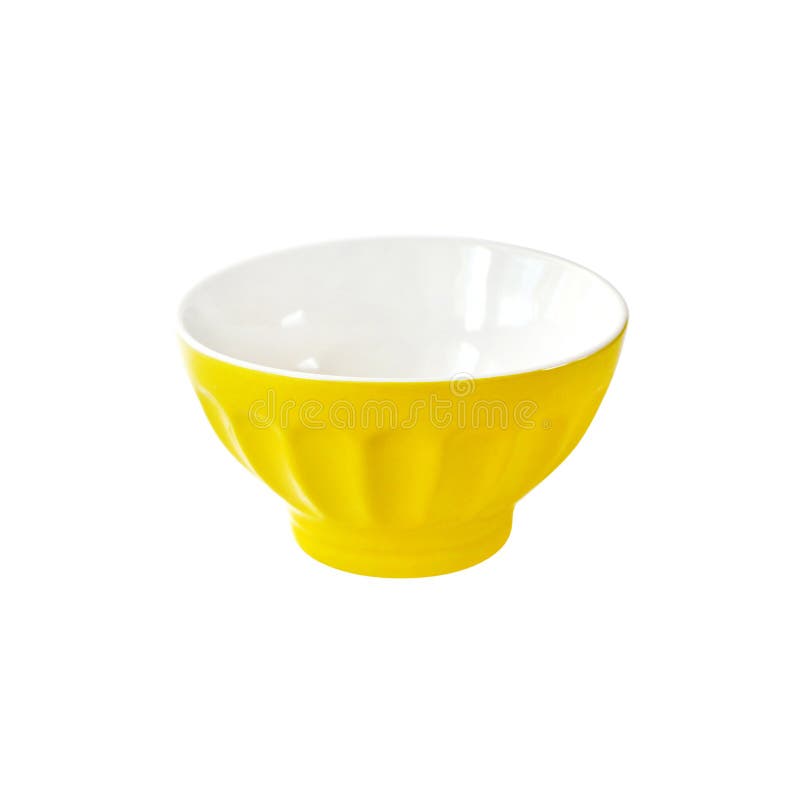 Yellow Ceramic Bowl Isolated on White Background Stock Image Image of