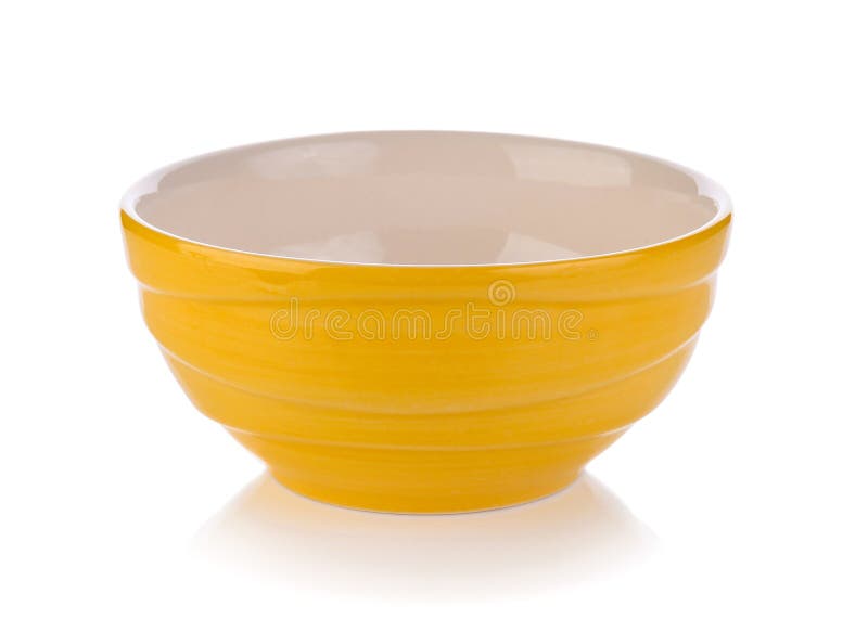 Empty Yellow Ceramic Bowl on White Background Stock Image Image of